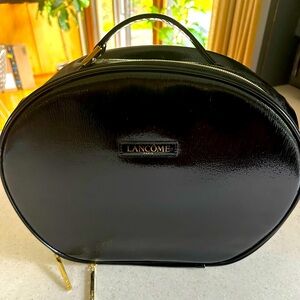LANCÔME Paris Makeup Toiletries Black Large Gold Zippered Bag / Tote. Cl…